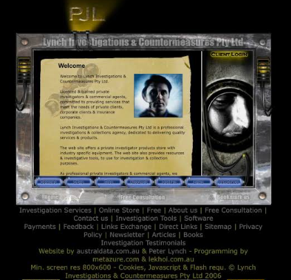 Lynch Investigations Website circa 2006